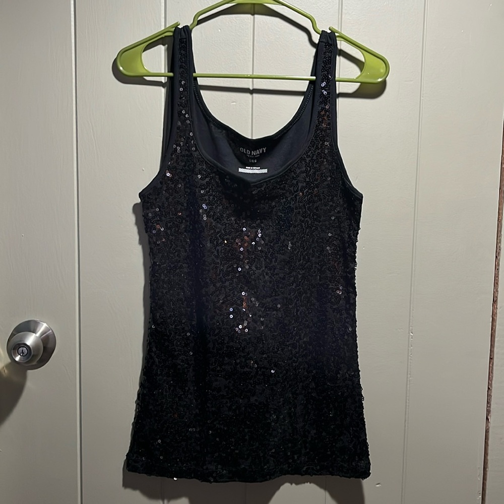 Old Navy Women's Black Sequin Tank Size Large NWOT